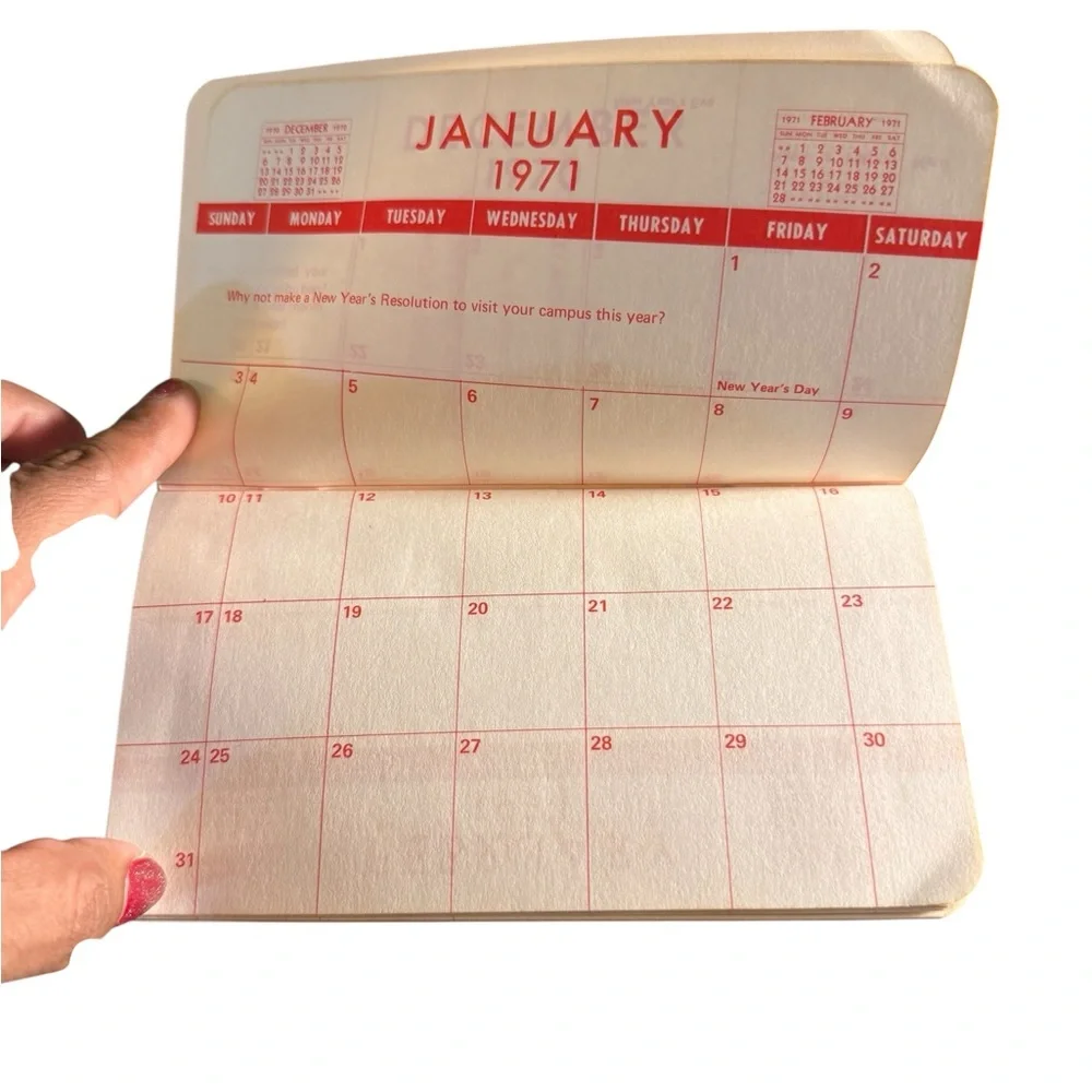 Vintage Indiana University Foundation 1971 Calendar and Date Book unused